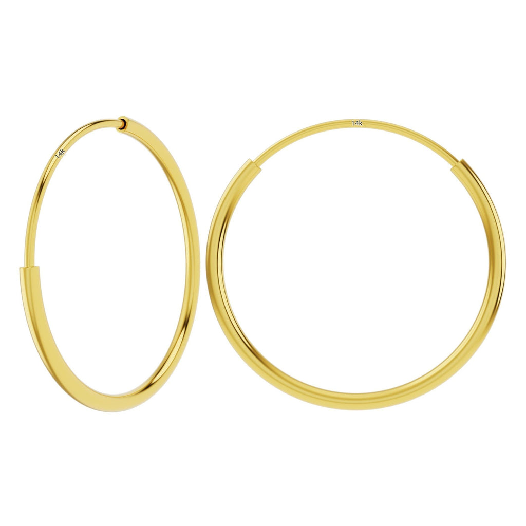 14mm 14k Yellow Gold Round Continuous Endless Hoop Earring
