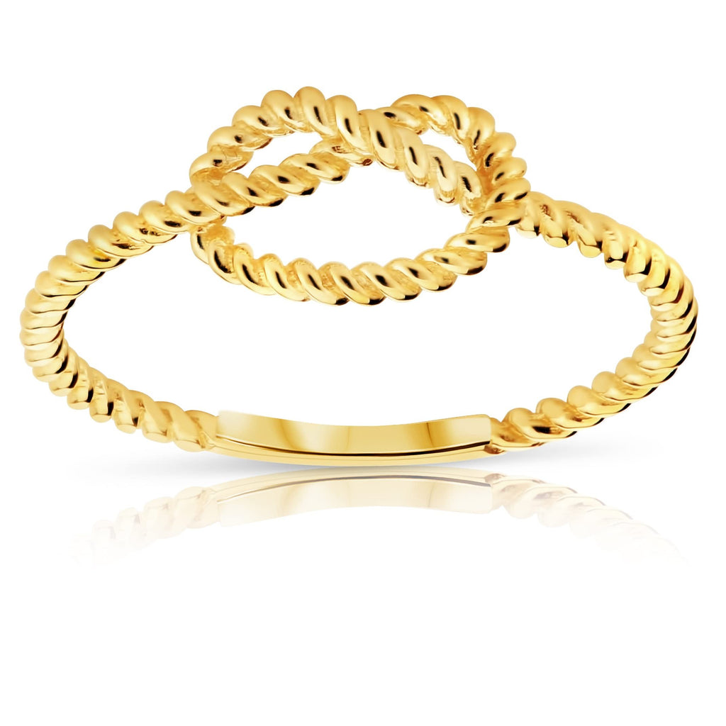 Solid 14k Yellow Gold Polished Plain Minimalist Knot Ring for Woman