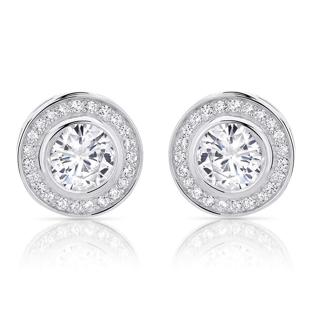 Sterling Silver Cubic Zirconia Halo Earrings