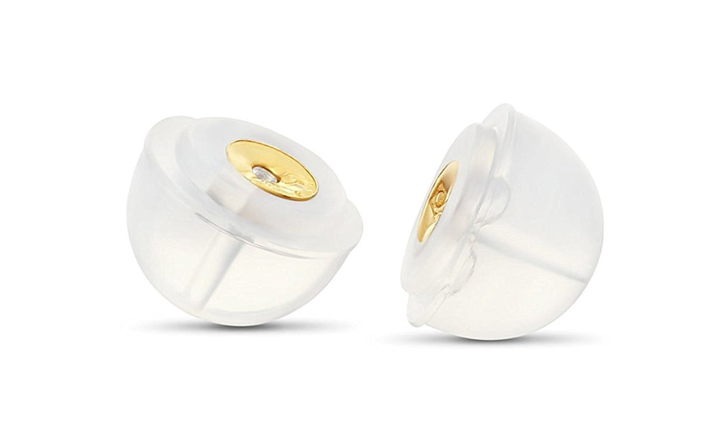 14k Yellow Gold and Silicone Earring Back Replacement Secure and Comfortable