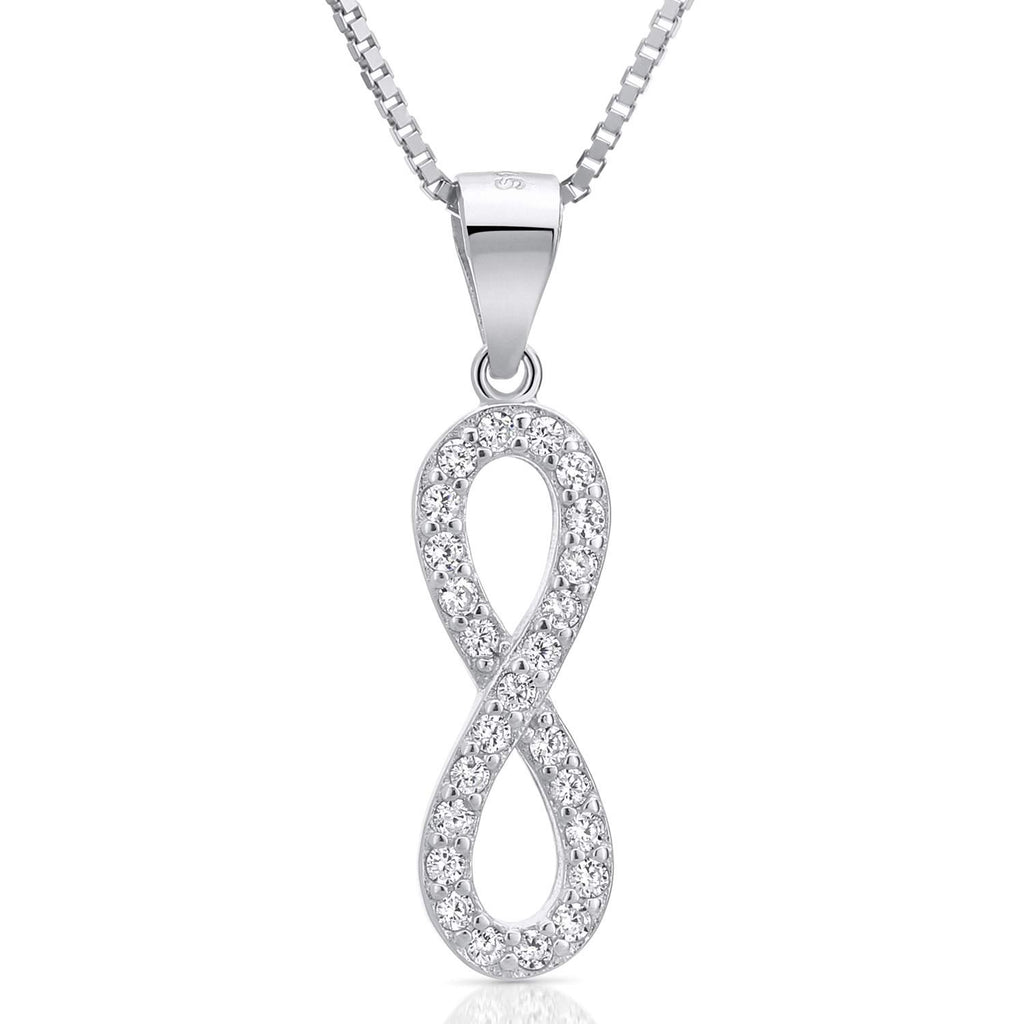 Art and Molly Tiny Infinity Pendant Necklace in Sterling Silver Cubic Zirconia CZ