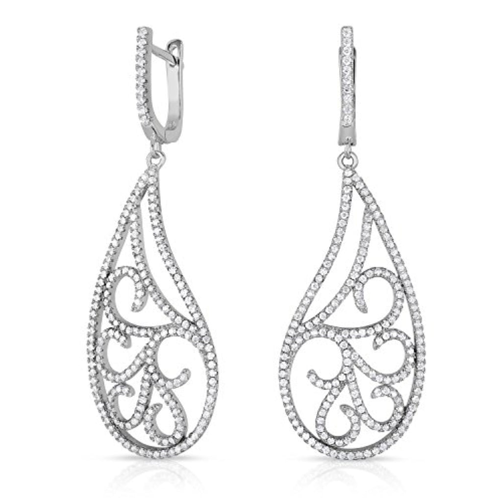 Sterling Silver Cubic Zirconia Elegant Drop Earrings