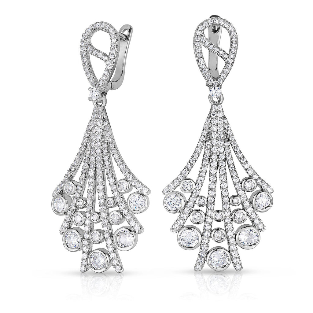 Sterling Silver Cubic Zirconia Vintage Style Chandelier Earrings