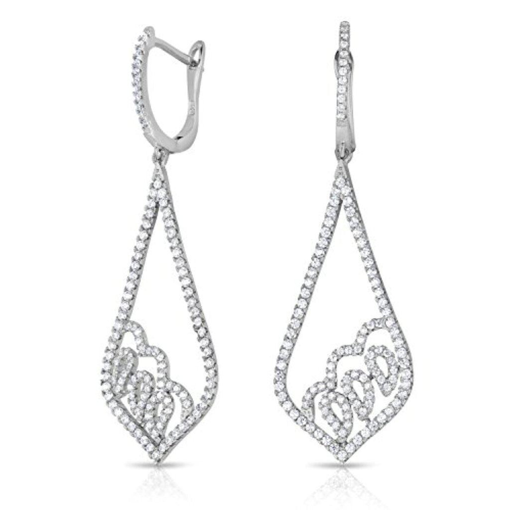 Sterling Silver Cubic Zirconia Teardrop Chandelier Earrings
