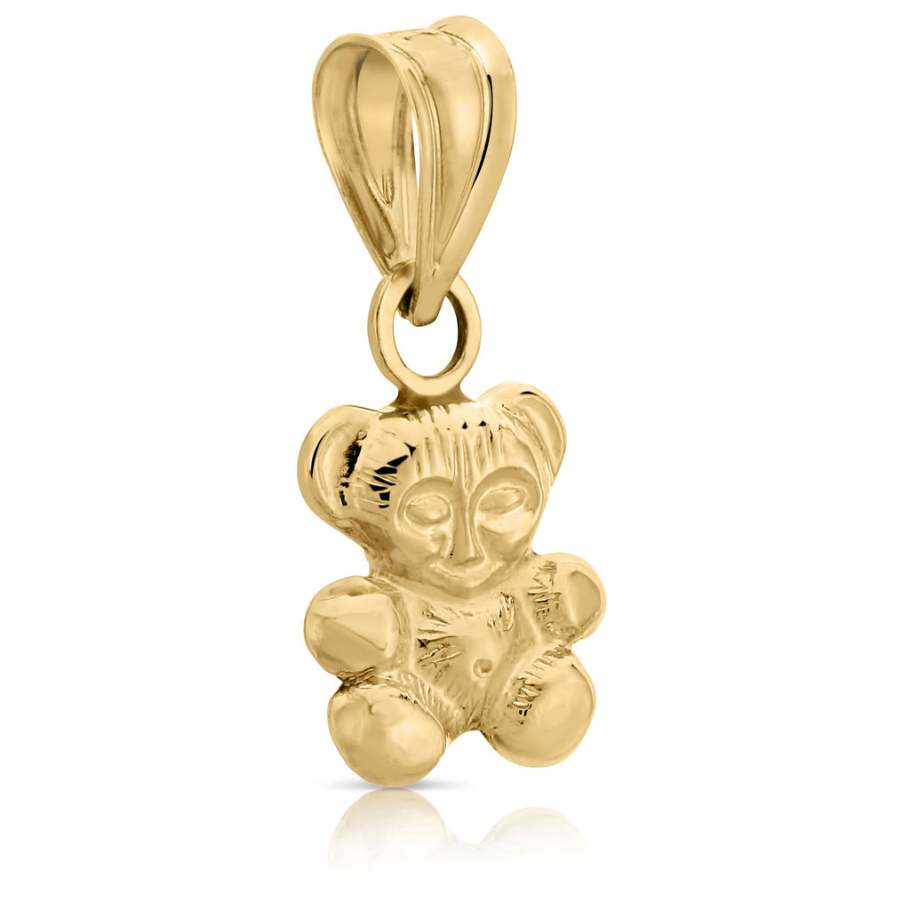 Art and Molly Real 14K Yellow Gold Shiny Bear Charm Pendant