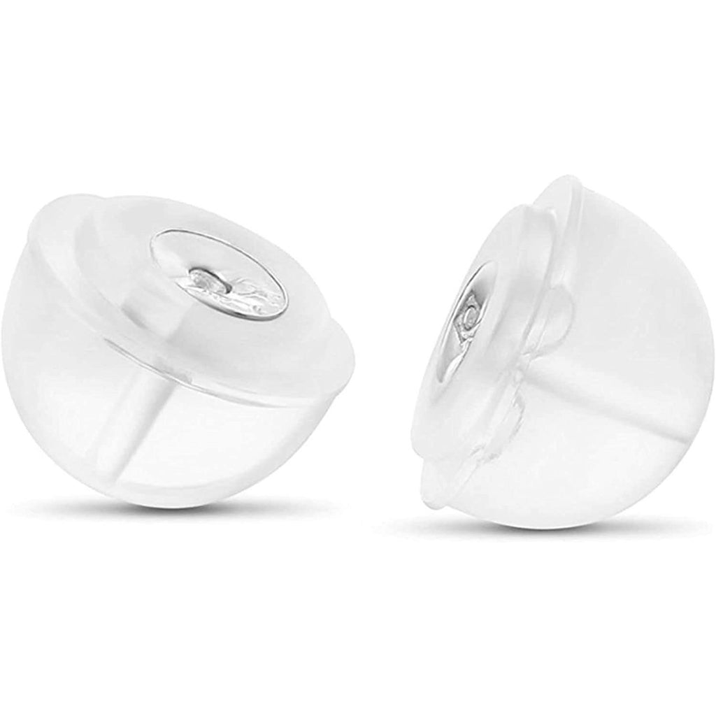 14k White Gold and Silicone Earring Back Replacement Secure and Comfortable