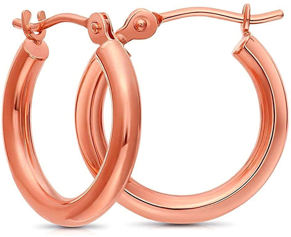 Real 14k Gold Tiny Extra Small Hoop Earrings (12mm Diameter), Stackable Dainty Hoop Earrings for Women