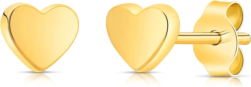 Solid Gold 14k Heart Stud Earrings