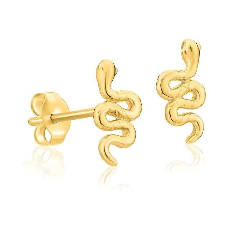 Solid Gold 14k Tiny Snake Stud Earring