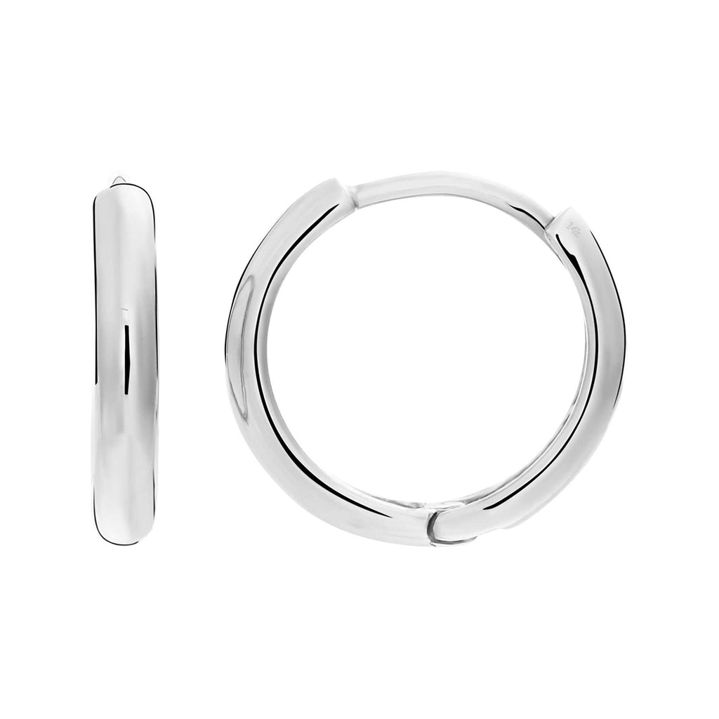 Solid 14k White Gold Huggie Hoop Earrings Minimalist Dainty Small Thin Huggies